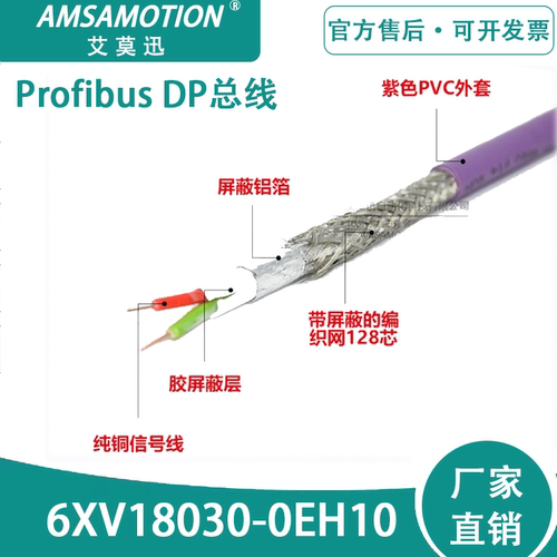 艾莫迅 Profibus通讯线DP总线电缆RS485紫色网线6XV1830-0EH10 - 图0