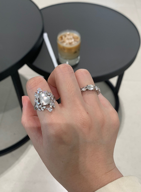 925银镶嵌珠宝感水沫玉冰冰透透葫芦戒指