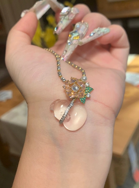 925银缅甸天然水沫玉A货冰种葫芦吊坠项链锁骨链