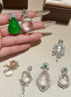 2025新款玉髓叶子项坠国风冰种阳绿色轻奢葫芦