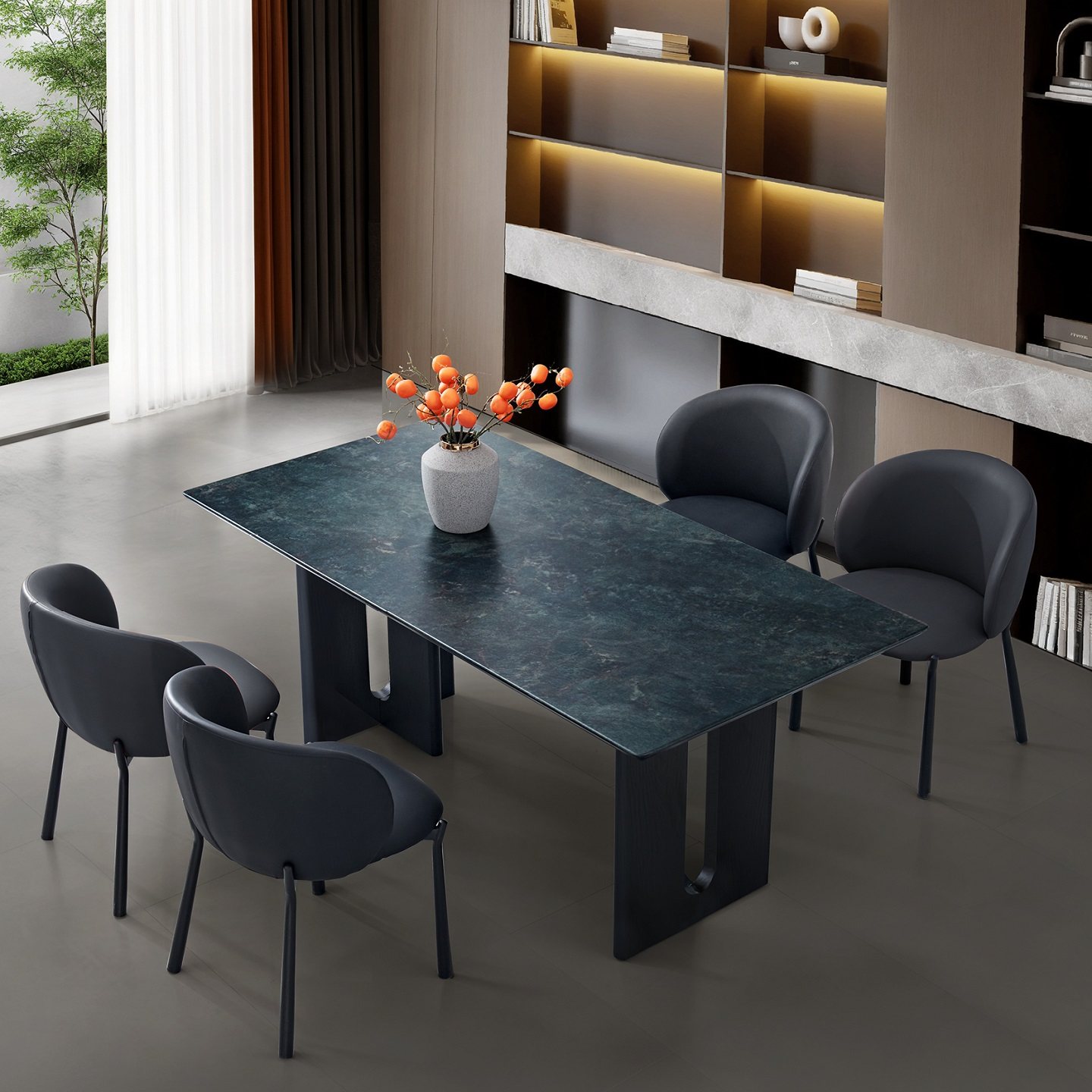 意式极简天然石材绿松石餐桌现代简约轻奢高级感家用中古风方形桌,淘宝优惠券,粉丝福利购,淘宝优惠卷