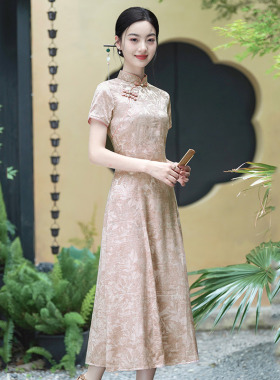 显瘦国风新中式旗袍改良年轻款2025新款女复古短袖日常连衣裙