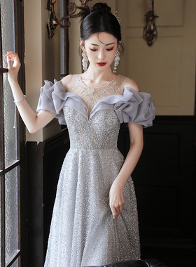 晚礼服女2025新款夏季生日派对礼服成人轻奢小众宴会毕业连衣裙