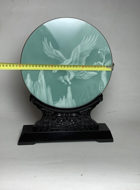 龙泉青瓷玉璧装饰盘手工刻花大展宏图老鹰摆件客厅办公室开业礼品