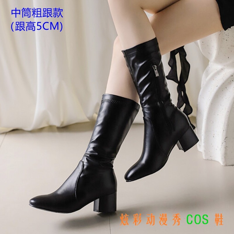 动漫高跟黑色COS靴子银魂吉原月咏COS吉原月咏和服装COS鞋大码靴,淘宝优惠券,粉丝福利购,淘宝优惠卷