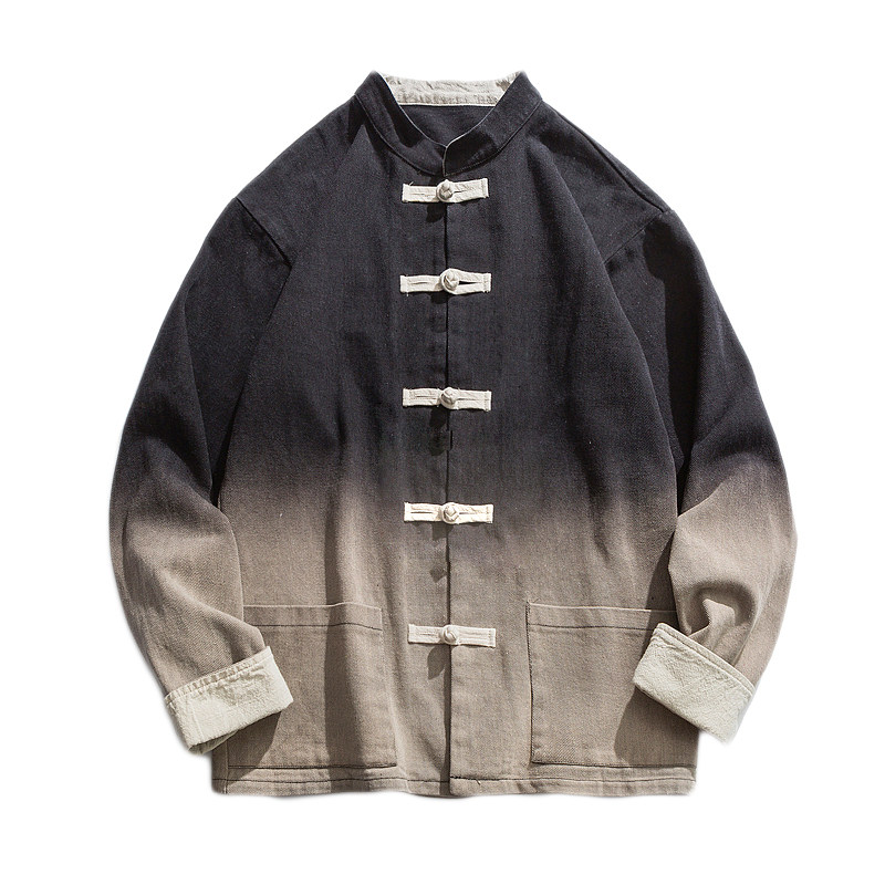 水洗渐变 无梦记中国风男春季复古盘扣情侣宽松立领唐装夹克外套,淘宝优惠券,粉丝福利购,淘宝优惠卷