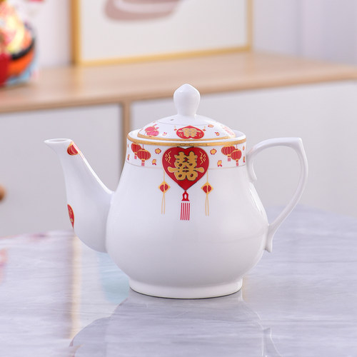 陶瓷茶壶单壶家用大号过滤凉水壶咖啡壶酱料壶油壶餐厅瓷器茶水壶 - 图0