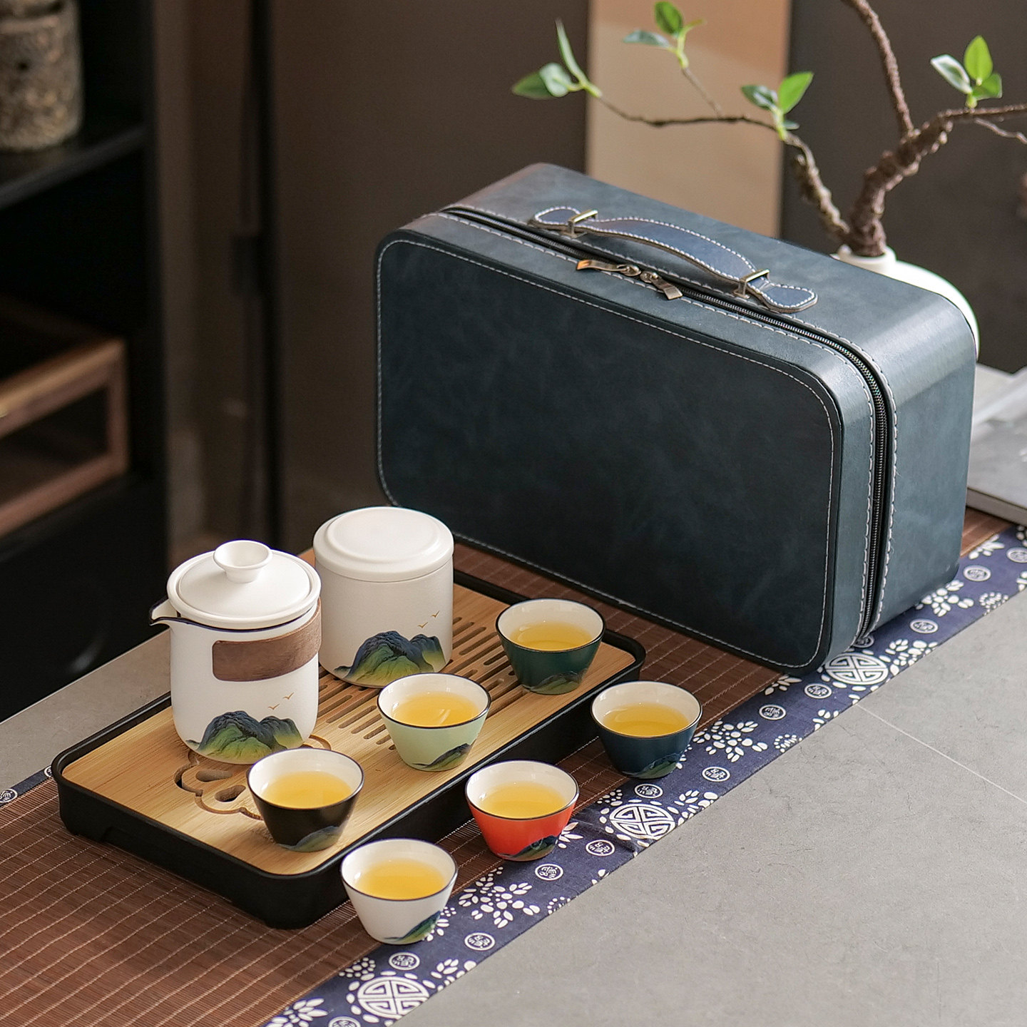 旅行茶具套装便携户外泡茶壶一壶四杯露营快客杯高档商务礼品定制,淘宝优惠券,粉丝福利购,淘宝优惠卷