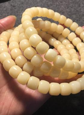 天然原色骆驼骨桶珠108佛珠手链手串鸡油黄 骨头佛珠手链佛珠长串
