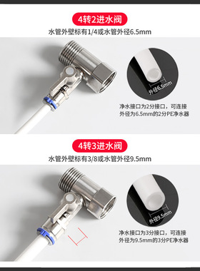 净水器进水三通4分阀门转3分2分快接口连体球阀 角阀开关接头配件