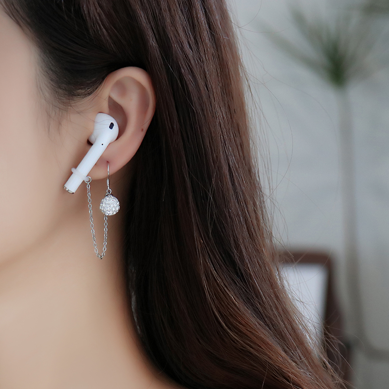 蓝牙耳机防丢耳环女airpods2链耳钉无线链子防掉耳链小众耳挂耳饰-图0