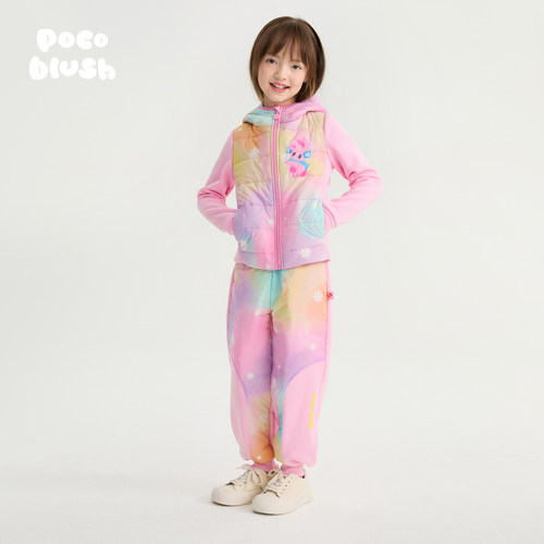 pocoblush【彩虹糖】大豆棉外套女童冬季保暖连帽休闲棉服套装 - 图3