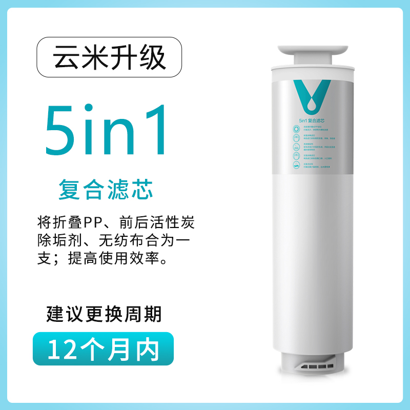 云米小蓝调净水器滤芯1号5in1复合2号反渗透400G600G小海豚白龙 - 图0