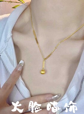 钛钢不掉色有求必应磨砂小球项链女2026新款网红时尚百搭锁骨链