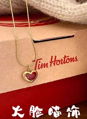 钛钢不掉色红色爱心吊坠项链女2025新款爆款小众桃心锁骨链首饰品