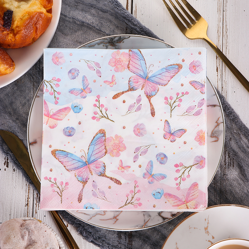 Runlux印花纸巾 彩色餐巾纸 个性派对纯木浆用纸 蝴蝶50张3层,淘宝优惠券,粉丝福利购,淘宝优惠卷