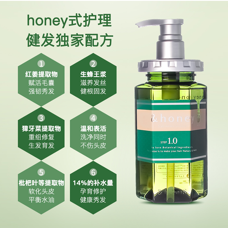 新品防脱！日本honey安蒂花子盈养头皮护理清爽洗发水护发素440ml - 图0