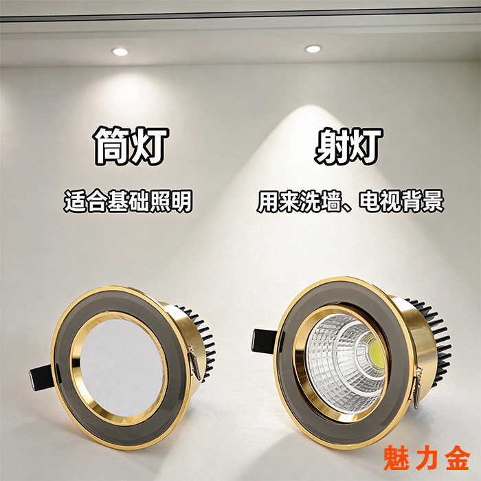 Golden LED downlight spotlight European style TV background wall
