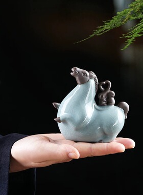 新中式陶瓷唐马摆件马上有钱
