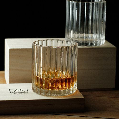 北欧水晶对杯情侣杯子 酒杯玻璃水杯威士忌杯创意款ins风木盒套装 - 图2