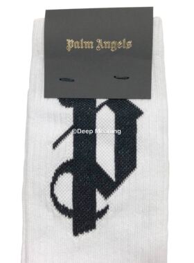 现货 Palm Angels White PA Monogram Socks 袜子