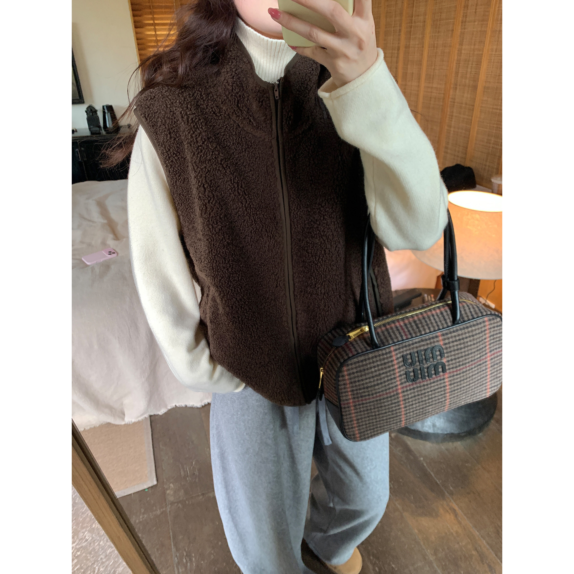 NAZ那子大码冬季时尚宽松摇粒绒立领胖mm慵懒休闲百搭马甲外套女,淘宝优惠券,粉丝福利购,淘宝优惠卷