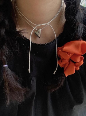 韩国ins复古彩色绳子搭配diy混搭饰品斜爱心项链三色包邮