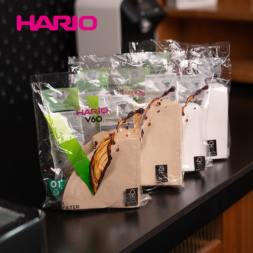 HARIO日本原装进口咖啡滤纸V60滴漏式手冲咖啡过滤纸01号原木漂白 - 图0