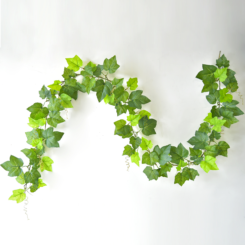 仿真葡萄叶藤条绿叶植物假花藤蔓树叶吊顶管道装饰塑料花墙壁绿植 - 图2