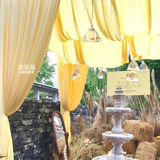 Goose yellow bright yellow milk silk stretch fabric outdoor wedding background cloth ceiling decoration fabric