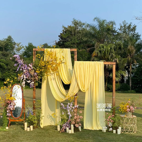 Goose yellow bright yellow milk silk stretch fabric outdoor wedding background cloth ceiling decoration fabric