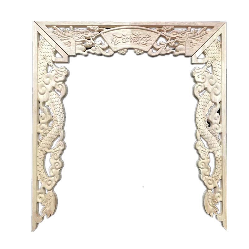 新中式佛龛雕花莲花龙凤呈祥装饰木雕实木神台供桌观音台镂空配件 - 图3