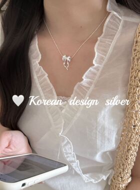 「飘带蝴蝶结」925纯银项链甜美女款小众轻奢气质百搭送礼闺蜜