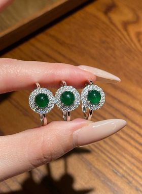 轻奢高档！天然翡翠阳绿蛋面戒指