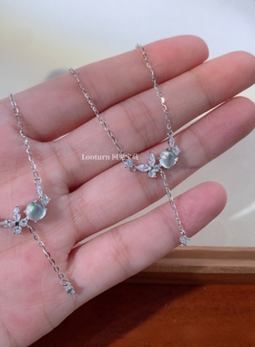 「蝶魄星芒」天然水沫玉项链蝴蝶s925纯银女款轻奢小众精致送礼