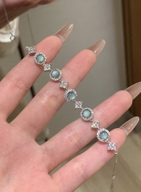 沐椿！四叶草天然翡翠手链