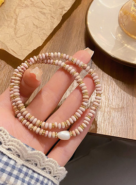 繁花天然石珍珠文艺混合材质饰品