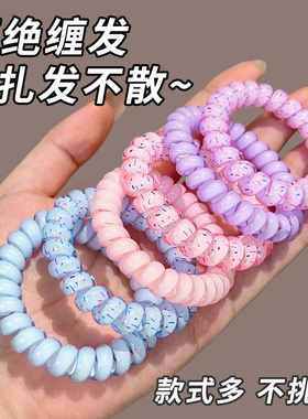 彩色电话线发圈少女多巴胺ins风头绳不伤发高弹马尾皮筋发绳发饰