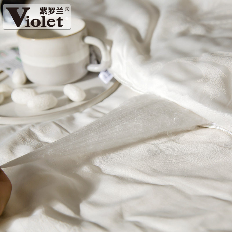 紫罗兰大提花100%桑蚕丝春秋被 紫罗兰蚕丝被