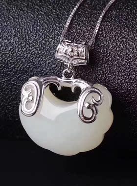 时尚风短款玉石锁骨链全新吊坠