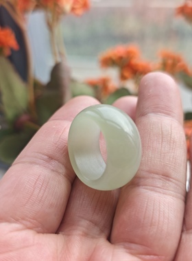 天然和田玉青白玉戒圈指环扳指戒圈宽边戒圈一物一图极润料细A01