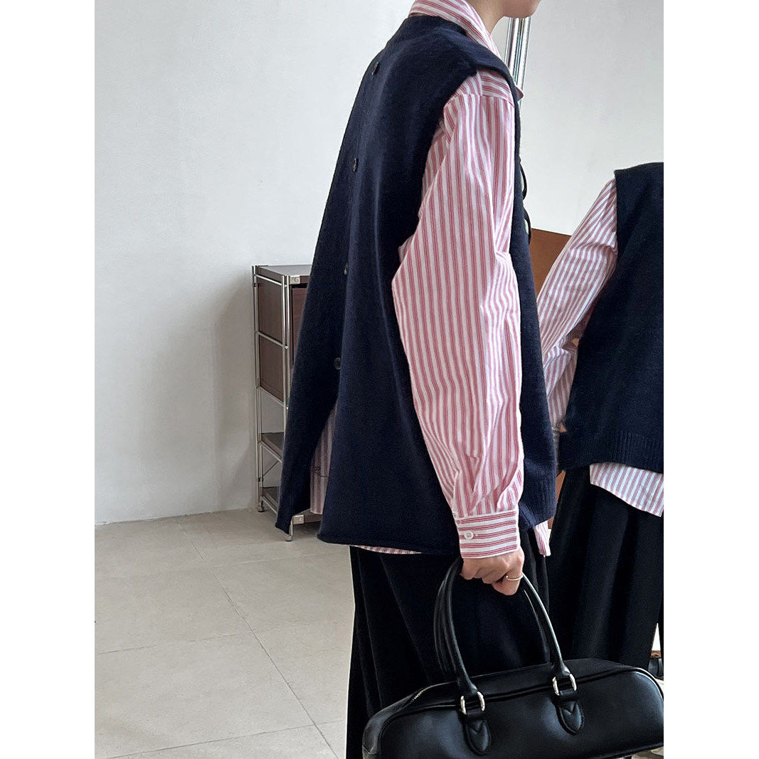 后开叉复古针织马甲女春秋宽松外搭V领叠穿无袖毛衣坎肩背心上衣,淘宝优惠券,粉丝福利购,淘宝优惠卷