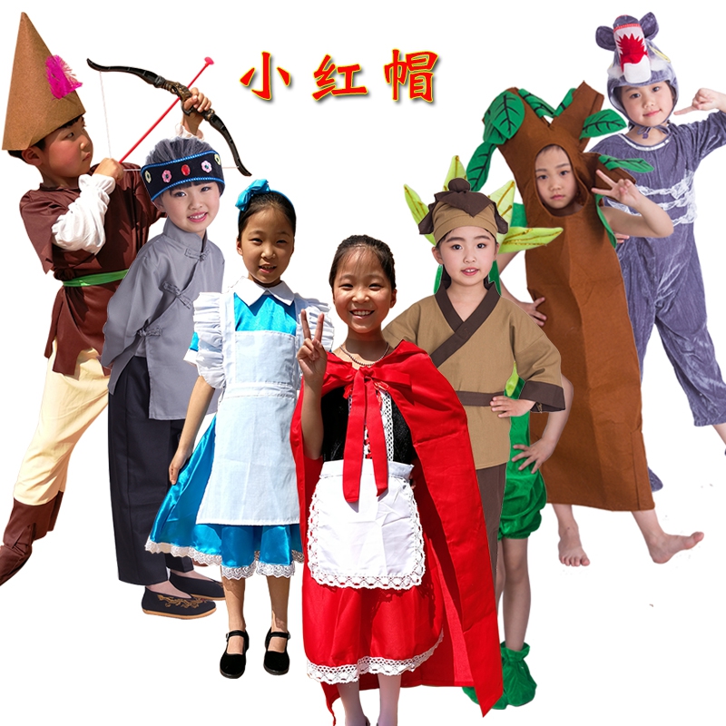 小红帽演出服儿童大灰狼猎人奶奶外婆妈妈大树表演服装童话剧六一 - 图3