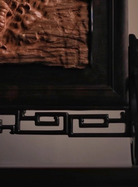 印度老山檀香木雕生肖龙插屏摆件