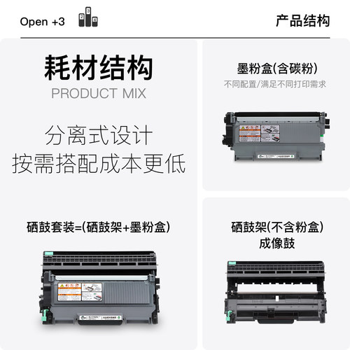 兄弟 DCP-7057打印机正品墨粉盒鼓架碳粉专用墨盒粉盒 7057硒鼓 - 图1