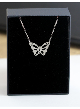 镂空大蝴蝶项链女轻奢小众高级颈链冷淡风轻奢银色锁骨链潮送女友