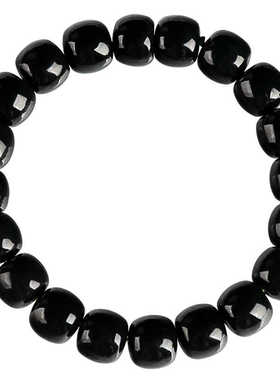 正品天然和田玉墨玉桶珠玉石手串珠子手链时尚简约男女款手饰珠宝