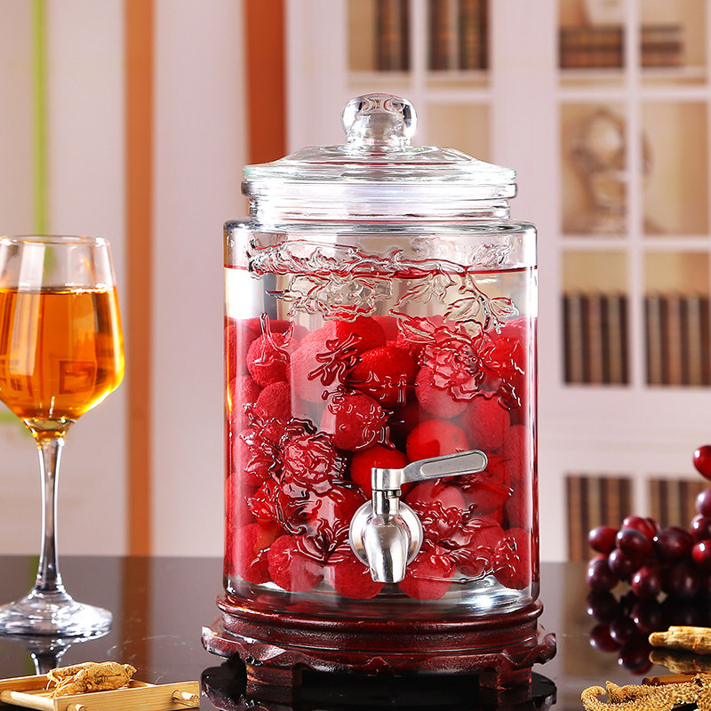 Thickened glass wine barrel soaking wine bottle medicinal wine jar 10 glasses