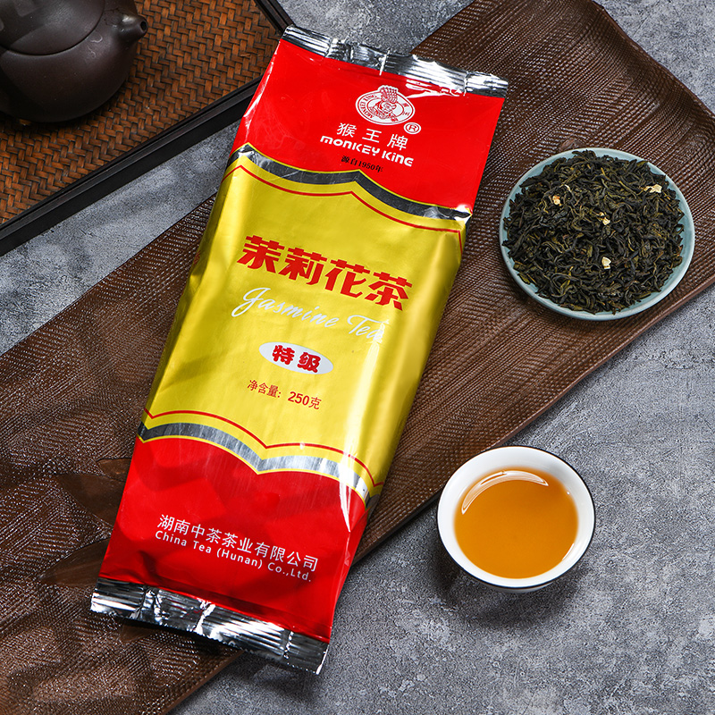 中茶湖南猴王茉莉花茶特级浓香型茶袋装250g半斤茉莉飘雪大特茶叶 - 图1