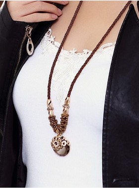 百搭镶钻韩版水晶长款毛衣链